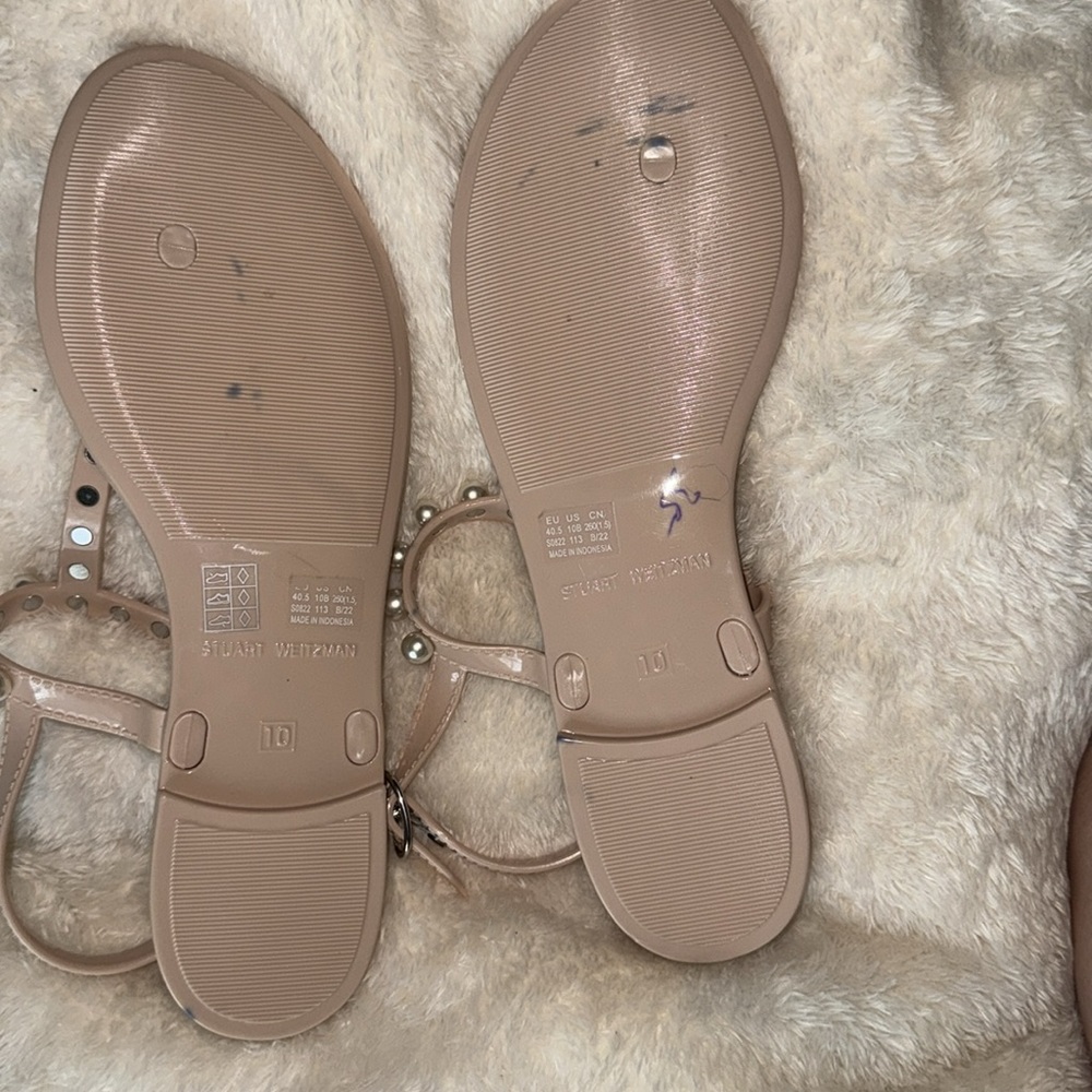EUC Stuart Weitzman Goldie Embellished Sandals, Size 10 - Picture 4 of 12